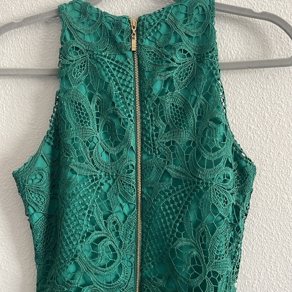 Bebe Ladies Dressy Sleeveless Mid-Calf Lace Dress Green Size 4 - Picture 9 of 13
